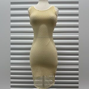 Beige color, mandrel dress, double layer